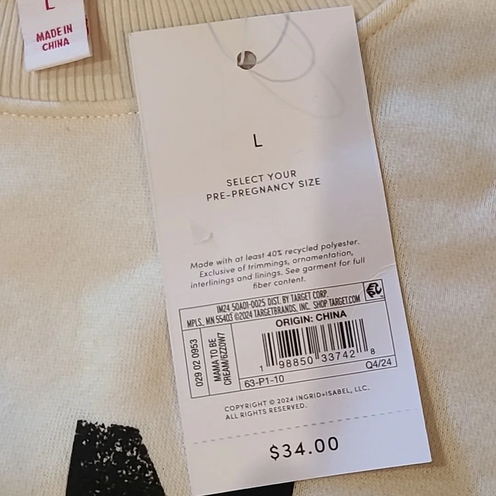 HOST PICK Isabel Cream 'Mama To Be' Sweatshirt Size Large - Picture 4 of 4